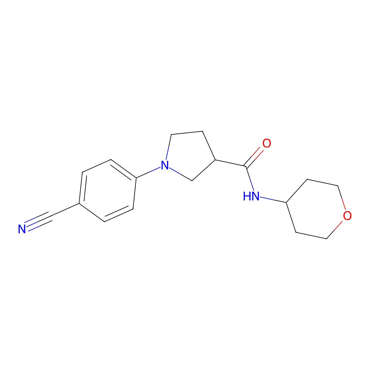 1-(4-cyanophenyl)-N-(oxan-4-yl)pyrrolidine-3-carboxamide molecular structure, CAS 3054609-77-4