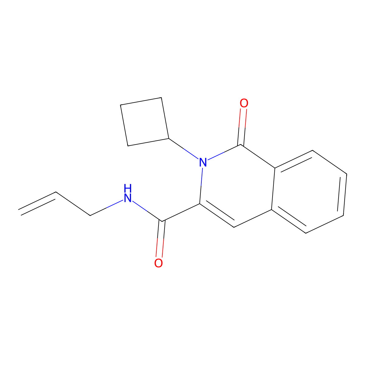 2-cyclobutyl-1-oxo-N-(prop-2-en-1-yl)-1,2-dihydroisoquinoline-3-carboxamide molecular structure, CAS 3054609-91-2