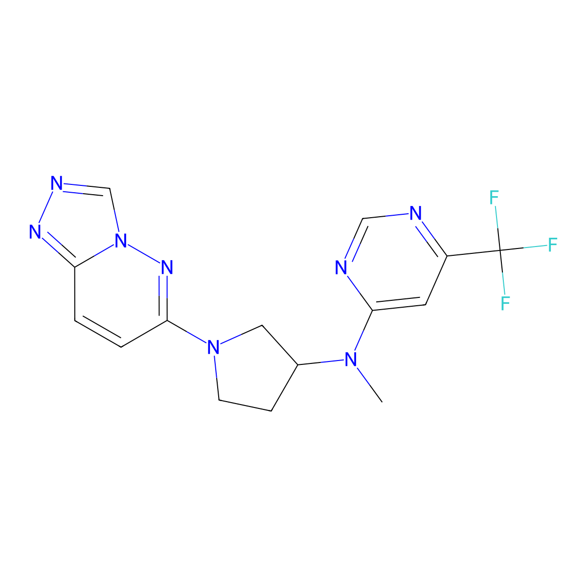N-methyl-N-(1-{[1,2,4]triazolo[4,3-b]pyridazin-6-yl}pyrrolidin-3-yl)-6-(trifluoromethyl)pyrimidin-4-amine molecular structure, CAS 3054609-96-7