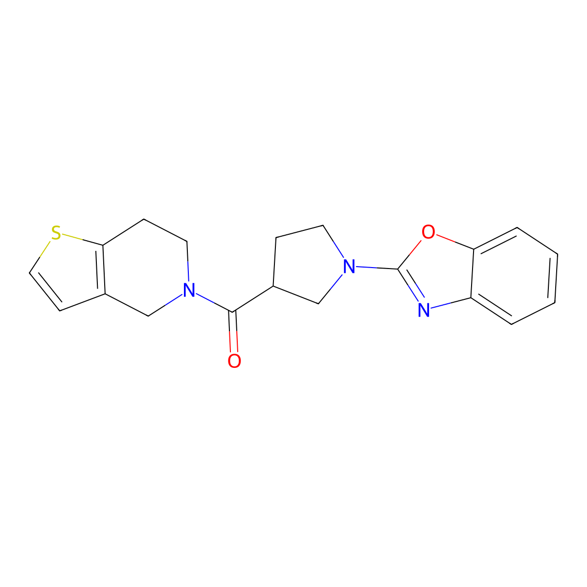 2-(3-{4H,5H,6H,7H-thieno[3,2-c]pyridine-5-carbonyl}pyrrolidin-1-yl)-1,3-benzoxazole molecular structure, CAS 3054609-99-0