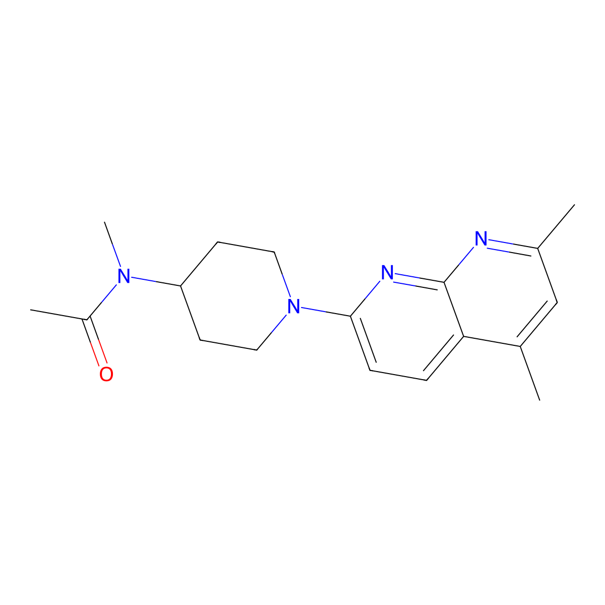 N-[1-(5,7-dimethyl-1,8-naphthyridin-2-yl)piperidin-4-yl]-N-methylacetamide molecular structure, CAS 3054610-00-0