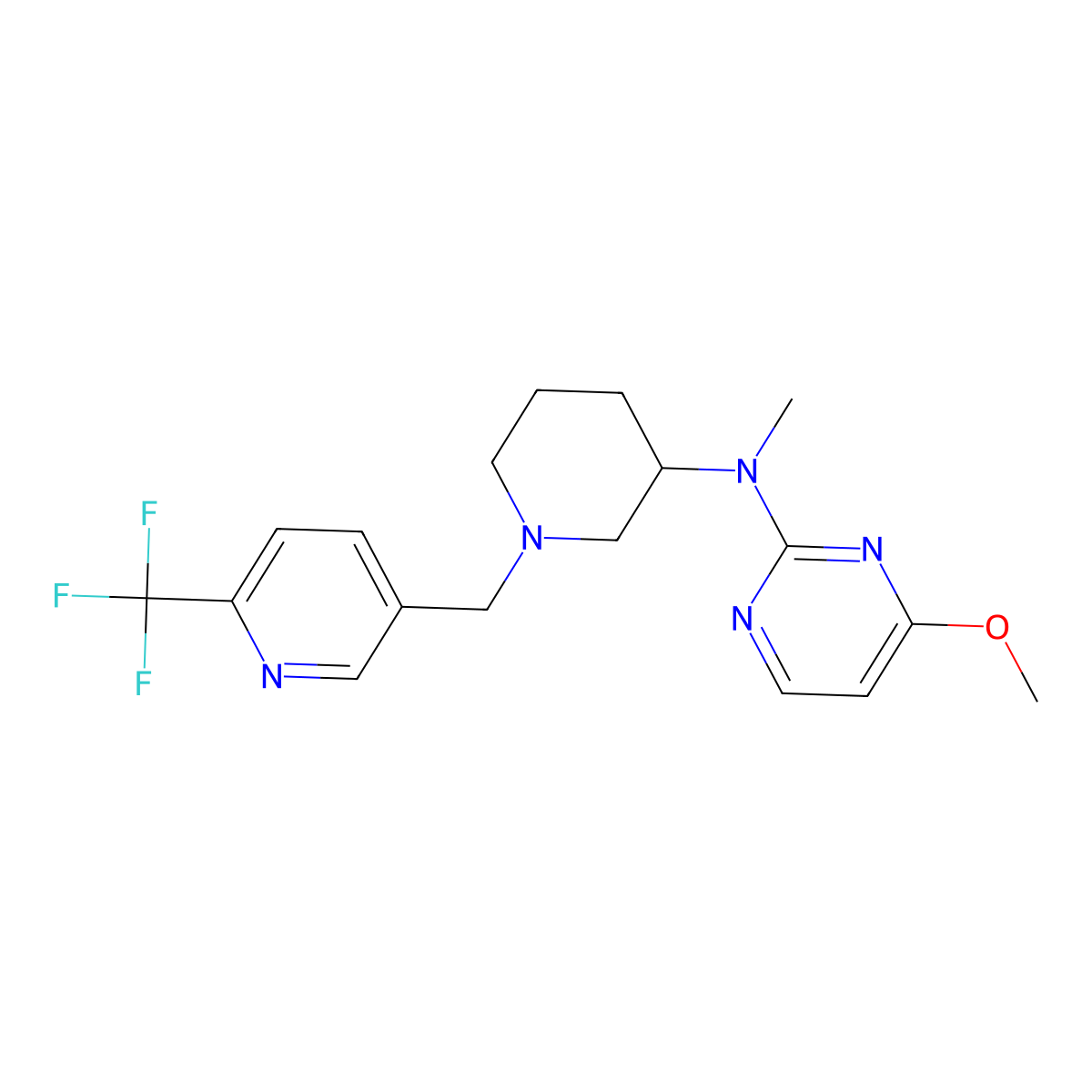 4-methoxy-N-methyl-N-(1-{[6-(trifluoromethyl)pyridin-3-yl]methyl}piperidin-3-yl)pyrimidin-2-amine molecular structure, CAS 3054610-07-7