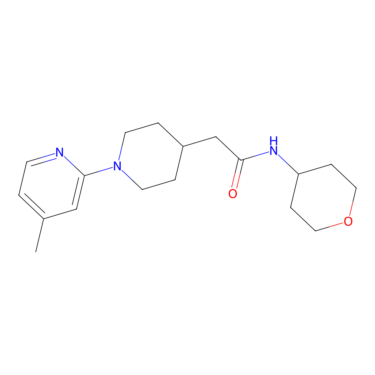 2-[1-(4-methylpyridin-2-yl)piperidin-4-yl]-N-(oxan-4-yl)acetamide molecular structure, CAS 3054610-08-8