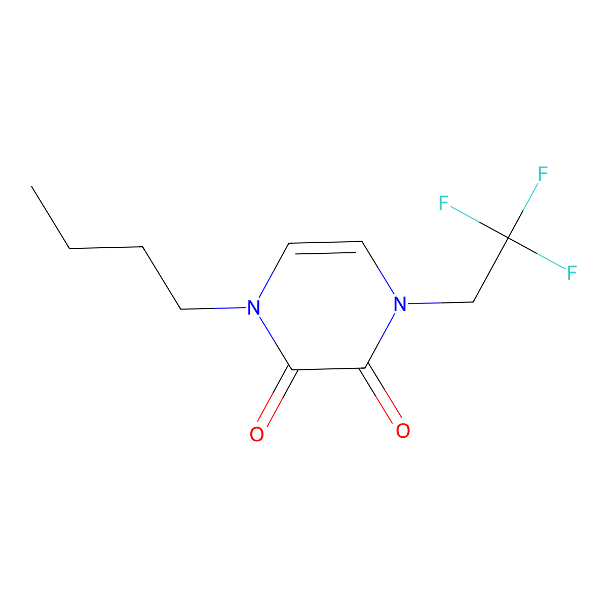 1-Butyl-4-(2,2,2-trifluoroethyl)-1,2,3,4-tetrahydropyrazine-2,3-dione molecular structure, CAS 3054610-10-2