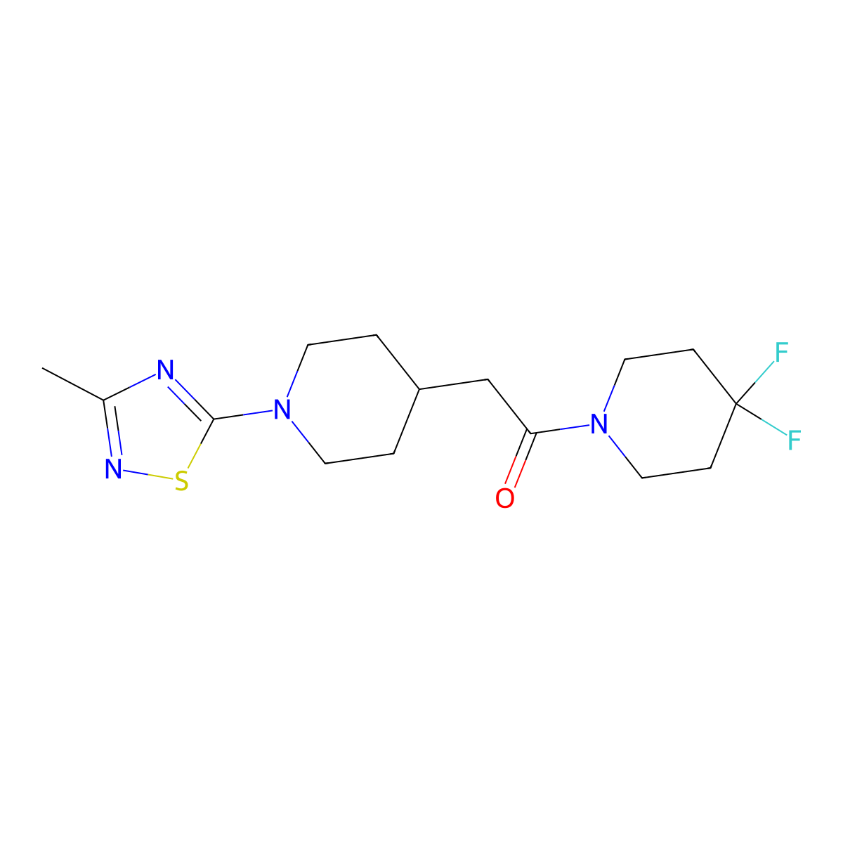 1-(4,4-Difluoropiperidin-1-yl)-2-[1-(3-methyl-1,2,4-thiadiazol-5-yl)piperidin-4-yl]ethan-1-one molecular structure, CAS 3054610-18-0