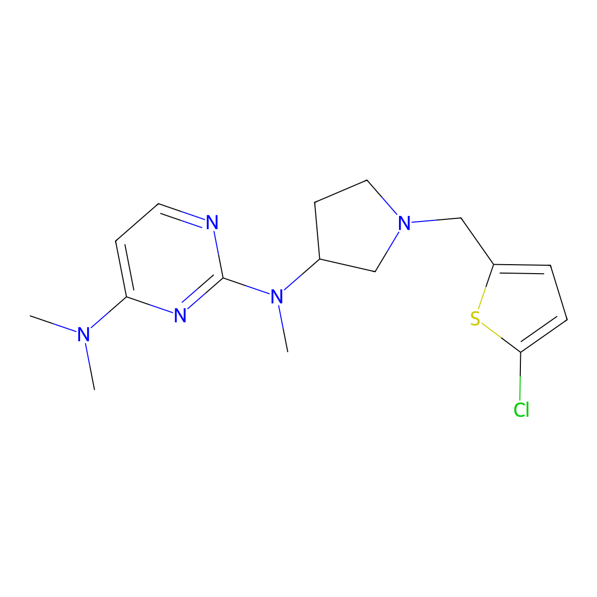 N2-{1-[(5-chlorothiophen-2-yl)methyl]pyrrolidin-3-yl}-N2,N4,N4-trimethylpyrimidine-2,4-diamine molecular structure, CAS 3054610-20-4