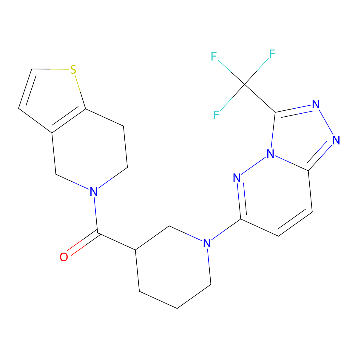 3-{4H,5H,6H,7H-thieno[3,2-c]pyridine-5-carbonyl}-1-[3-(trifluoromethyl)-[1,2,4]triazolo[4,3-b]pyridazin-6-yl]piperidine molecular structure, CAS 3054610-23-7