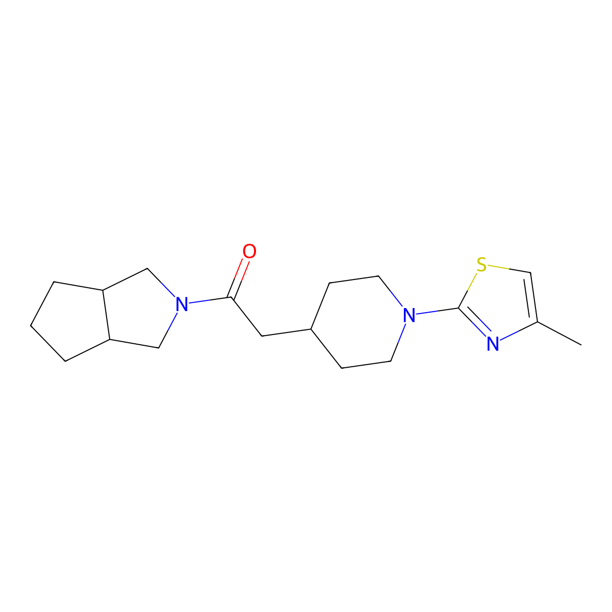 2-[1-(4-Methyl-1,3-thiazol-2-yl)piperidin-4-yl]-1-{octahydrocyclopenta[c]pyrrol-2-yl}ethan-1-one molecular structure, CAS 3054610-30-6
