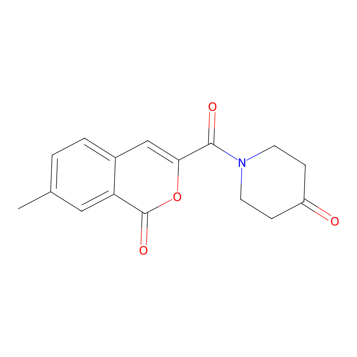1-(7-methyl-1-oxo-1H-isochromene-3-carbonyl)piperidin-4-one molecular structure, CAS 3054610-31-7