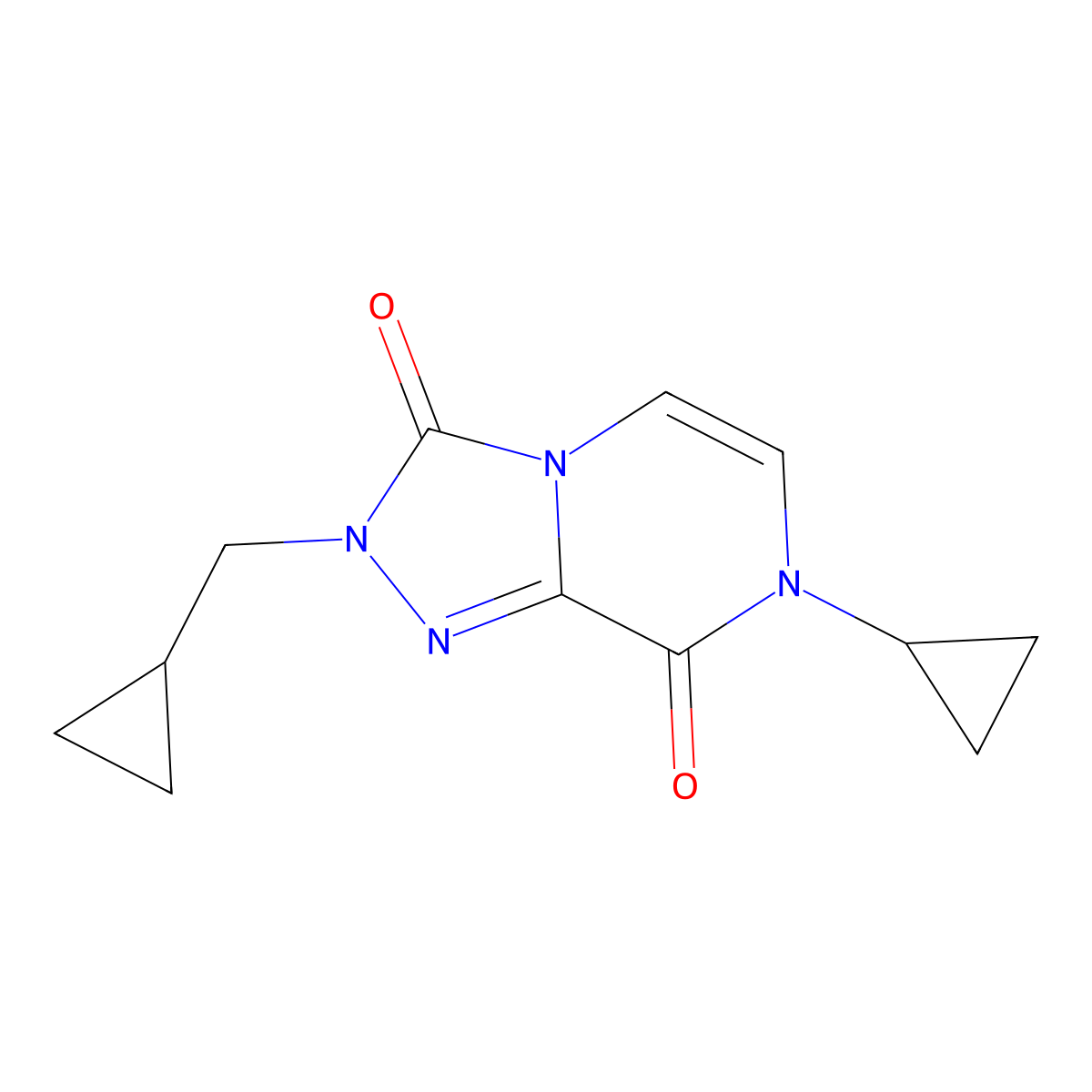 7-cyclopropyl-2-(cyclopropylmethyl)-2H,3H,7H,8H-[1,2,4]triazolo[4,3-a]pyrazine-3,8-dione molecular structure, CAS 3054610-35-1