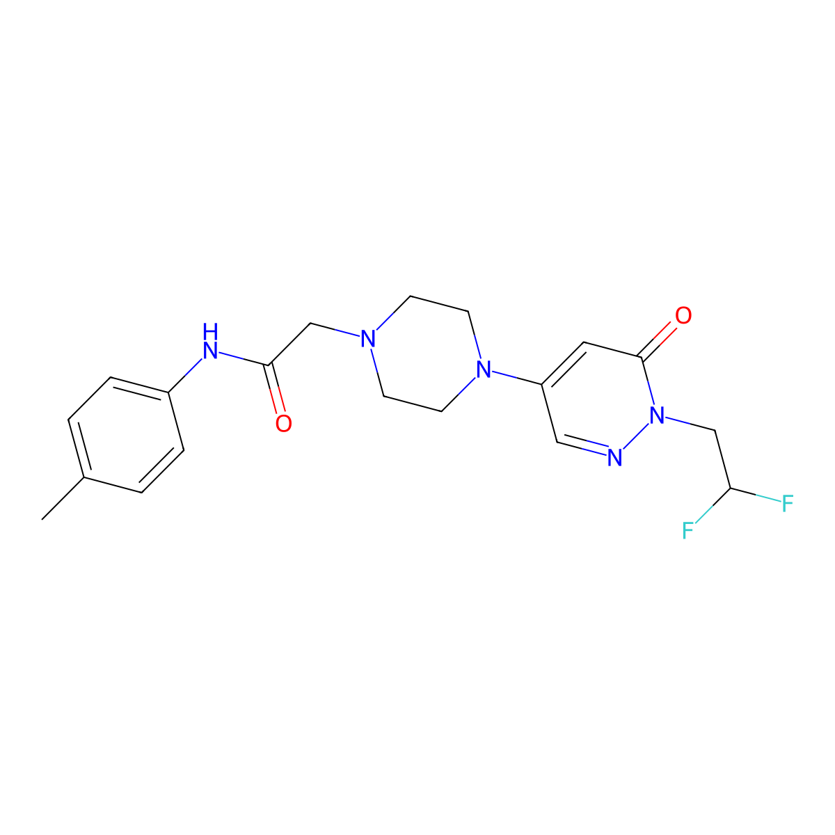 2-{4-[1-(2,2-difluoroethyl)-6-oxo-1,6-dihydropyridazin-4-yl]piperazin-1-yl}-N-(4-methylphenyl)acetamide molecular structure, CAS 3054610-44-2