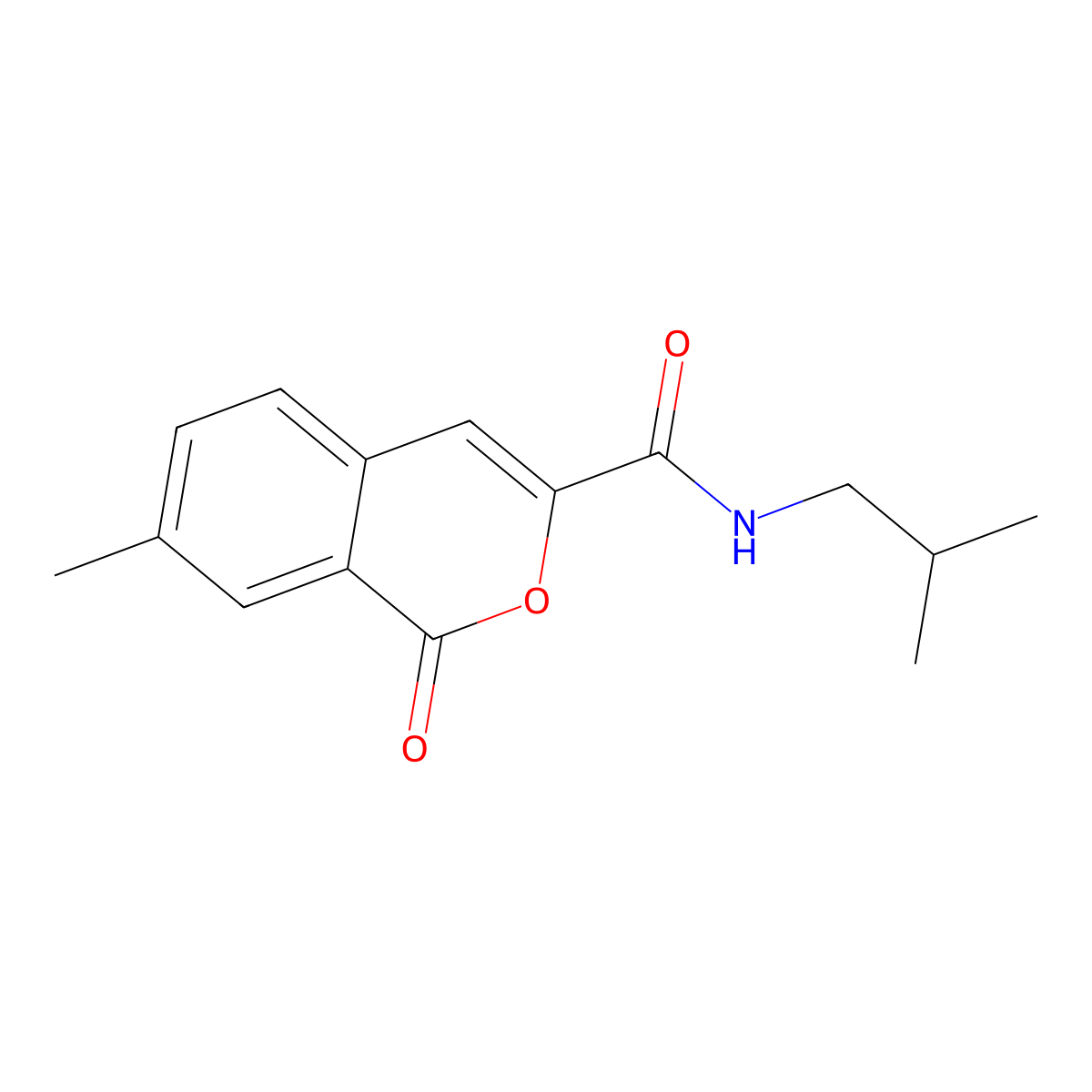 7-methyl-N-(2-methylpropyl)-1-oxo-1H-isochromene-3-carboxamide molecular structure, CAS 3054610-45-3
