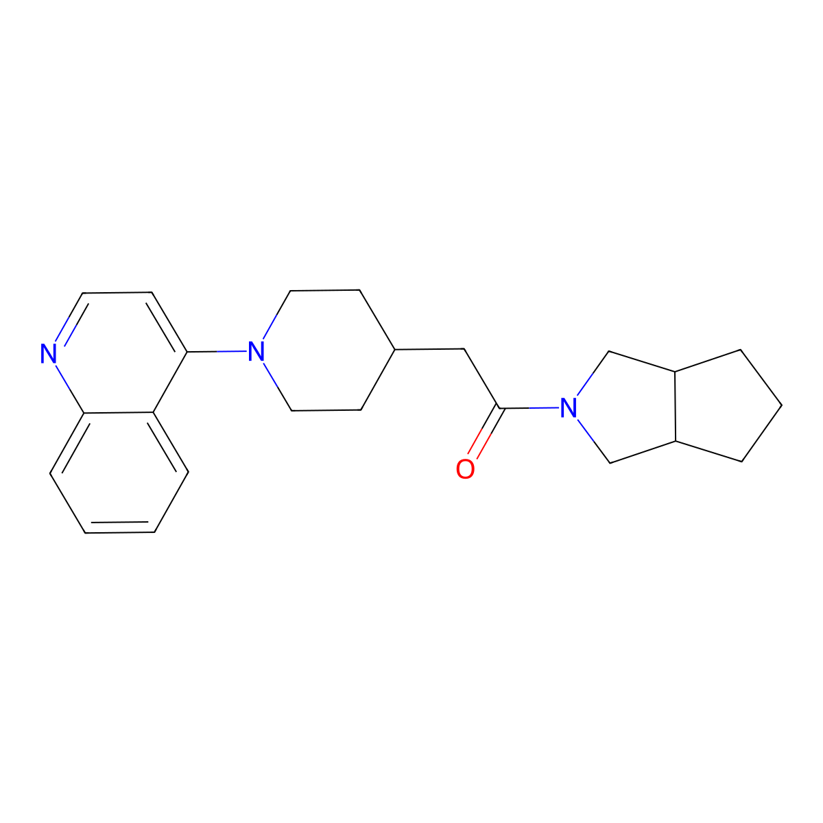 1-{Octahydrocyclopenta[c]pyrrol-2-yl}-2-[1-(quinolin-4-yl)piperidin-4-yl]ethan-1-one molecular structure, CAS 3054610-48-6