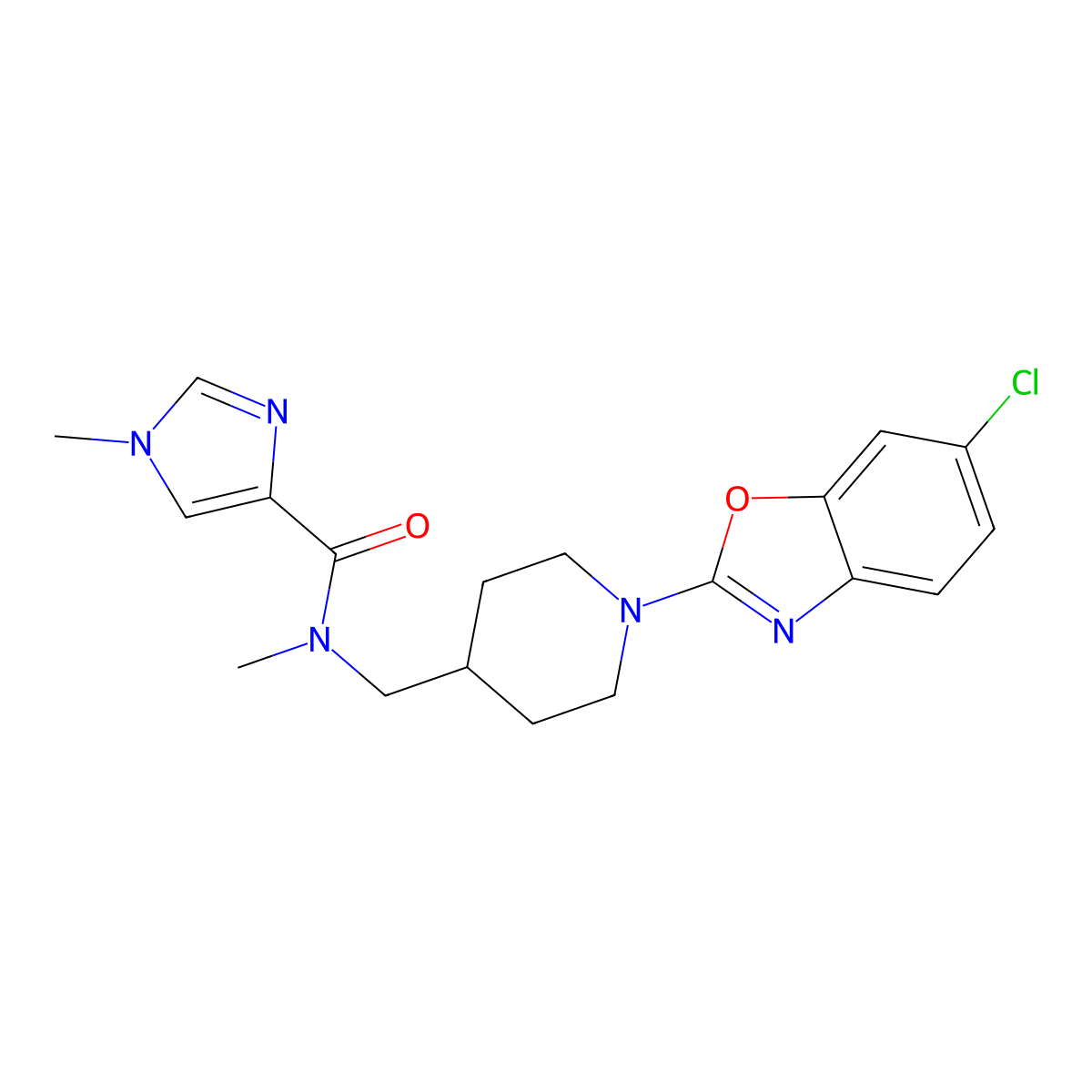 N-{[1-(6-chloro-1,3-benzoxazol-2-yl)piperidin-4-yl]methyl}-N,1-dimethyl-1H-imidazole-4-carboxamide molecular structure, CAS 3054610-50-0