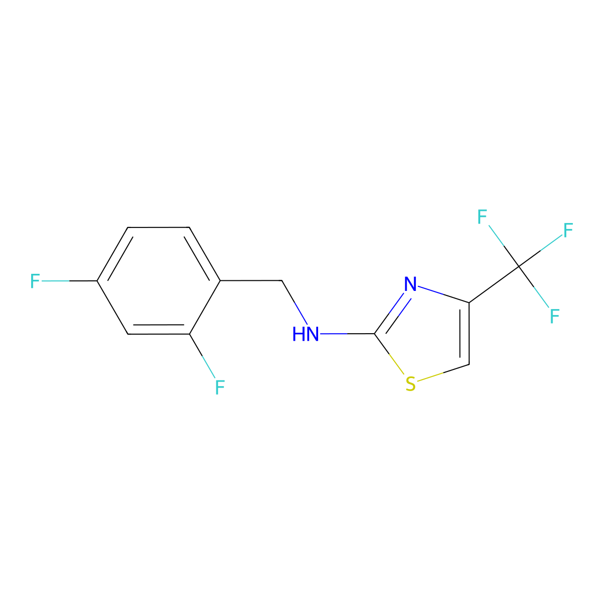 N-[(2,4-difluorophenyl)methyl]-4-(trifluoromethyl)-1,3-thiazol-2-amine molecular structure, CAS 3054610-51-1