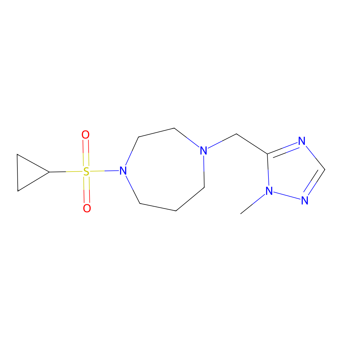 1-(cyclopropanesulfonyl)-4-[(1-methyl-1H-1,2,4-triazol-5-yl)methyl]-1,4-diazepane molecular structure, CAS 3054610-54-4