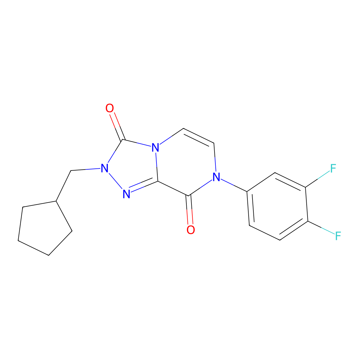 2-(cyclopentylmethyl)-7-(3,4-difluorophenyl)-2H,3H,7H,8H-[1,2,4]triazolo[4,3-a]pyrazine-3,8-dione molecular structure, CAS 3054610-59-9
