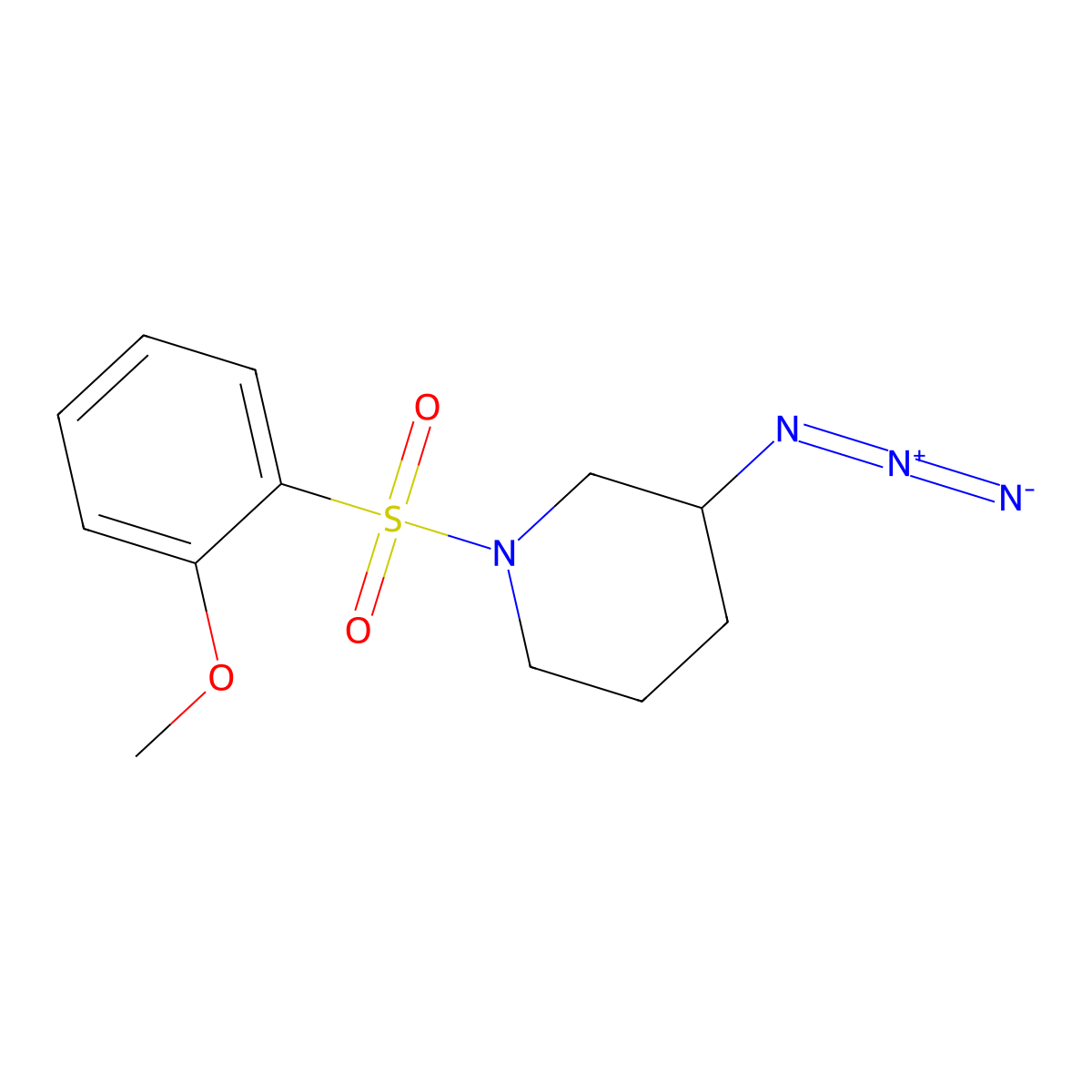 3-Azido-1-(2-methoxybenzenesulfonyl)piperidine molecular structure, CAS 3054610-60-2