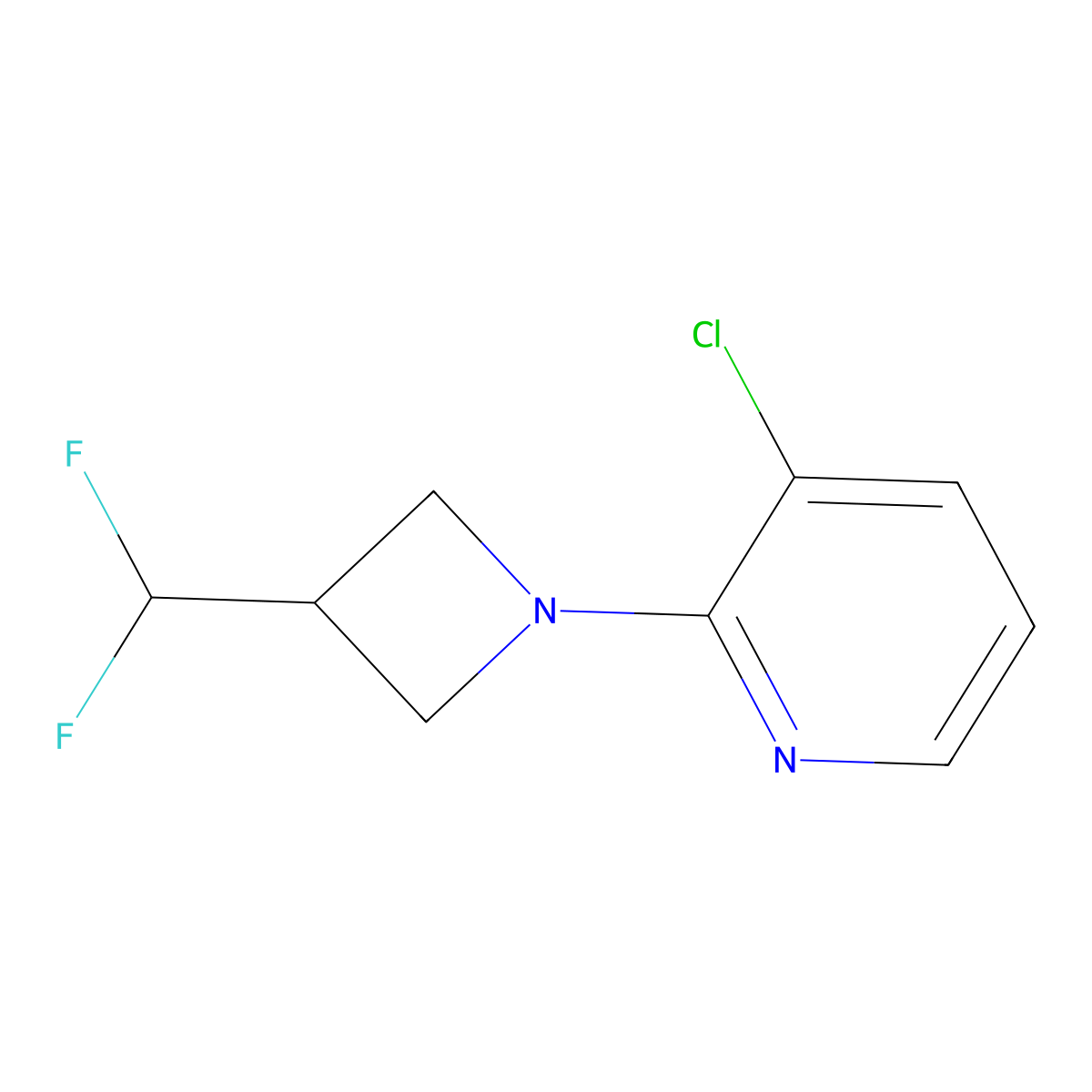 3-Chloro-2-[3-(difluoromethyl)azetidin-1-yl]pyridine molecular structure, CAS 3054610-64-6
