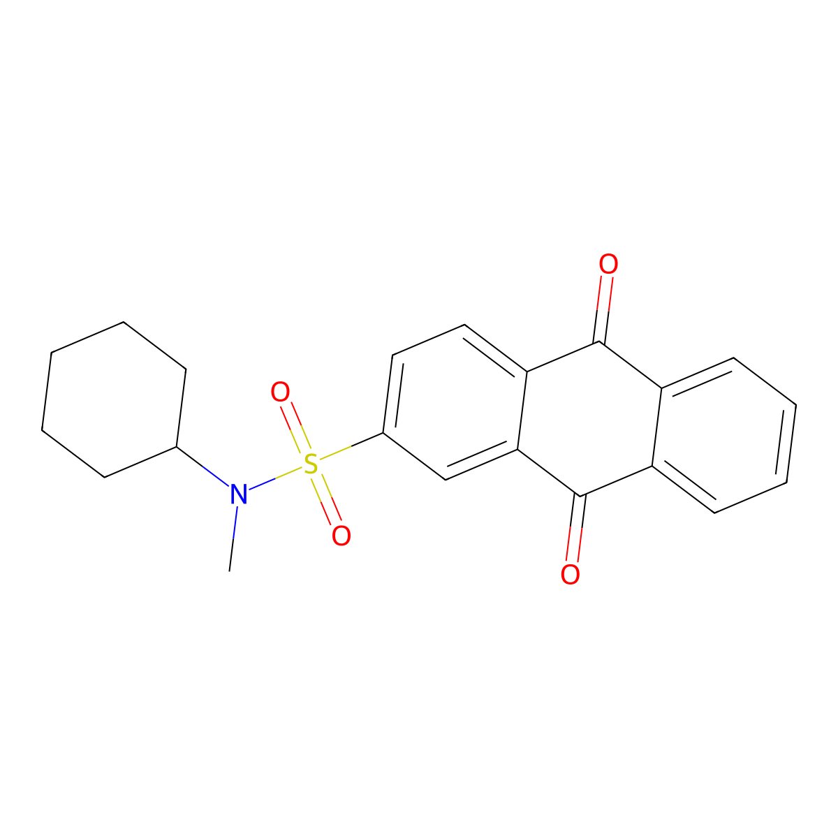 N-cyclohexyl-N-methyl-9,10-dioxo-9,10-dihydroanthracene-2-sulfonamide molecular structure, CAS 3054610-67-9