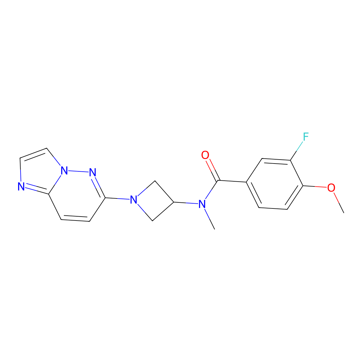 3-fluoro-N-(1-{imidazo[1,2-b]pyridazin-6-yl}azetidin-3-yl)-4-methoxy-N-methylbenzamide molecular structure, CAS 3054610-77-1