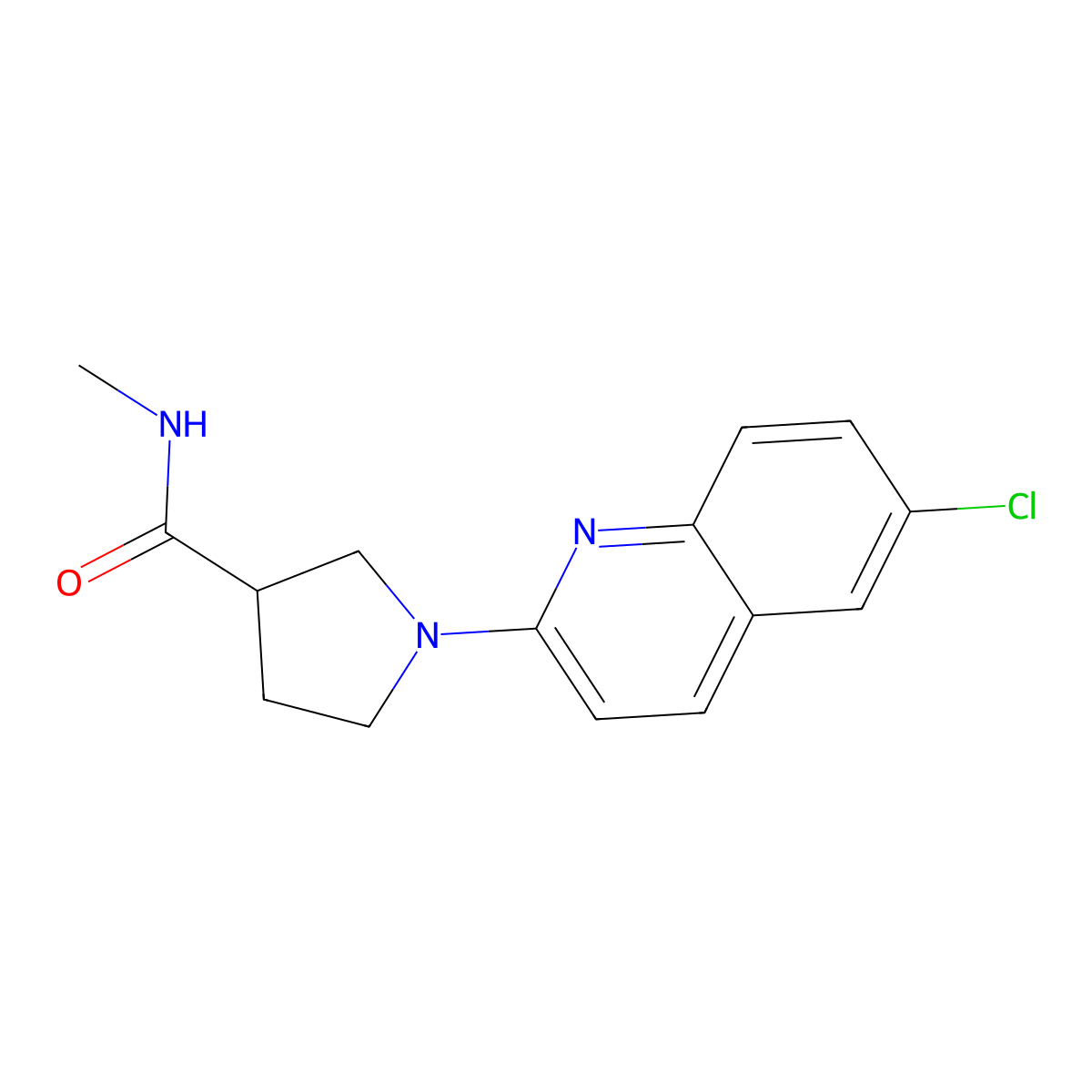1-(6-chloroquinolin-2-yl)-N-methylpyrrolidine-3-carboxamide molecular structure, CAS 3054610-82-8