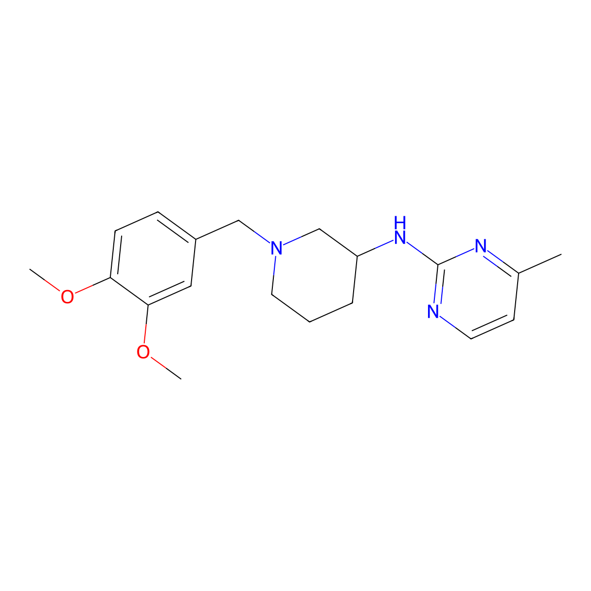N-{1-[(3,4-dimethoxyphenyl)methyl]piperidin-3-yl}-4-methylpyrimidin-2-amine molecular structure, CAS 3054610-95-3
