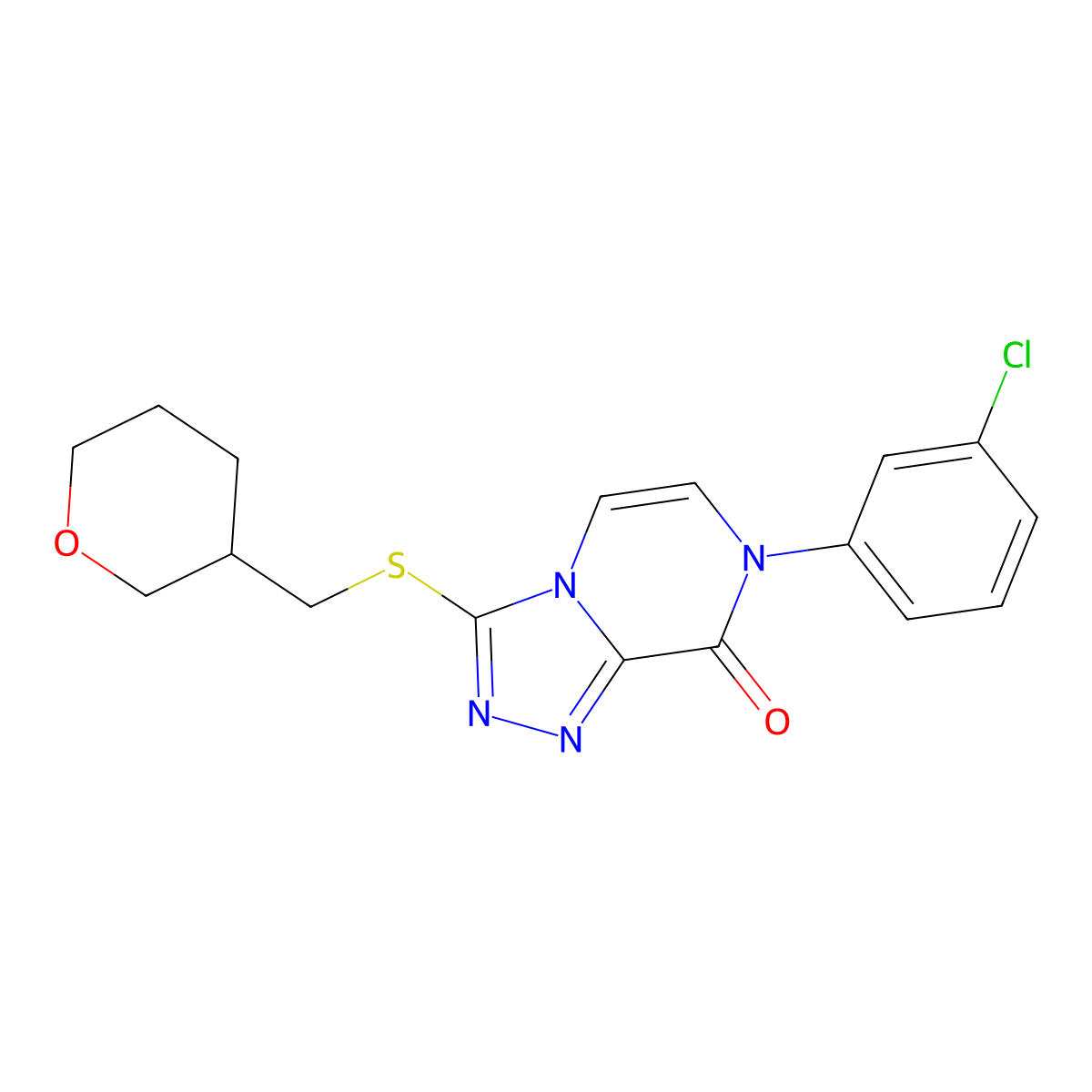 7-(3-chlorophenyl)-3-{[(oxan-3-yl)methyl]sulfanyl}-7H,8H-[1,2,4]triazolo[4,3-a]pyrazin-8-one molecular structure, CAS 3054610-96-4