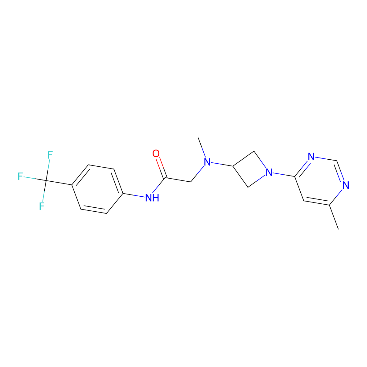 2-{methyl[1-(6-methylpyrimidin-4-yl)azetidin-3-yl]amino}-N-[4-(trifluoromethyl)phenyl]acetamide molecular structure, CAS 3054610-98-6