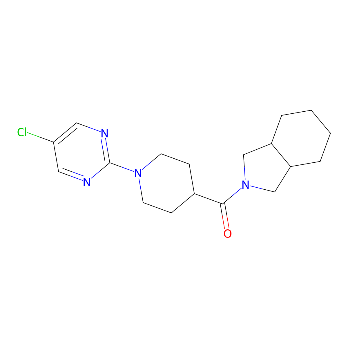 2-[1-(5-chloropyrimidin-2-yl)piperidine-4-carbonyl]-octahydro-1H-isoindole molecular structure, CAS 3054610-99-7