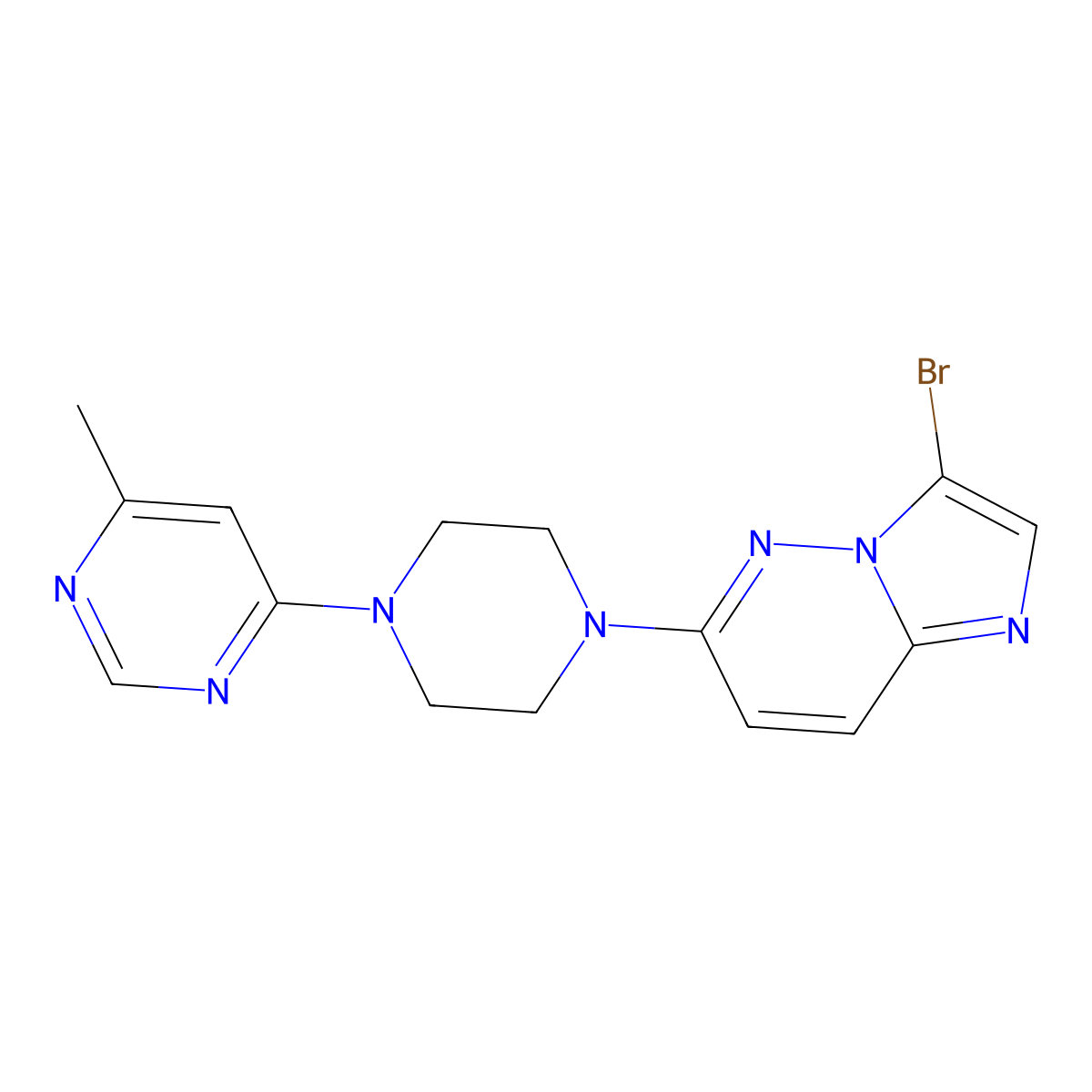 4-(4-{3-Bromoimidazo[1,2-b]pyridazin-6-yl}piperazin-1-yl)-6-methylpyrimidine molecular structure, CAS 3054611-01-4