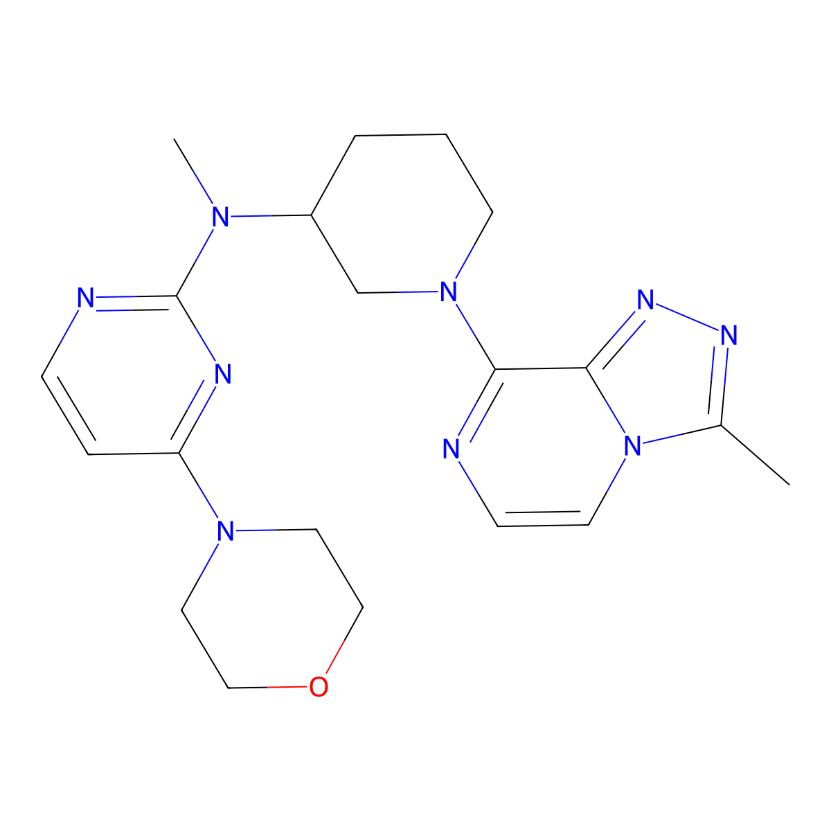 N-methyl-N-(1-{3-methyl-[1,2,4]triazolo[4,3-a]pyrazin-8-yl}piperidin-3-yl)-4-(morpholin-4-yl)pyrimidin-2-amine molecular structure, CAS 3054611-05-8