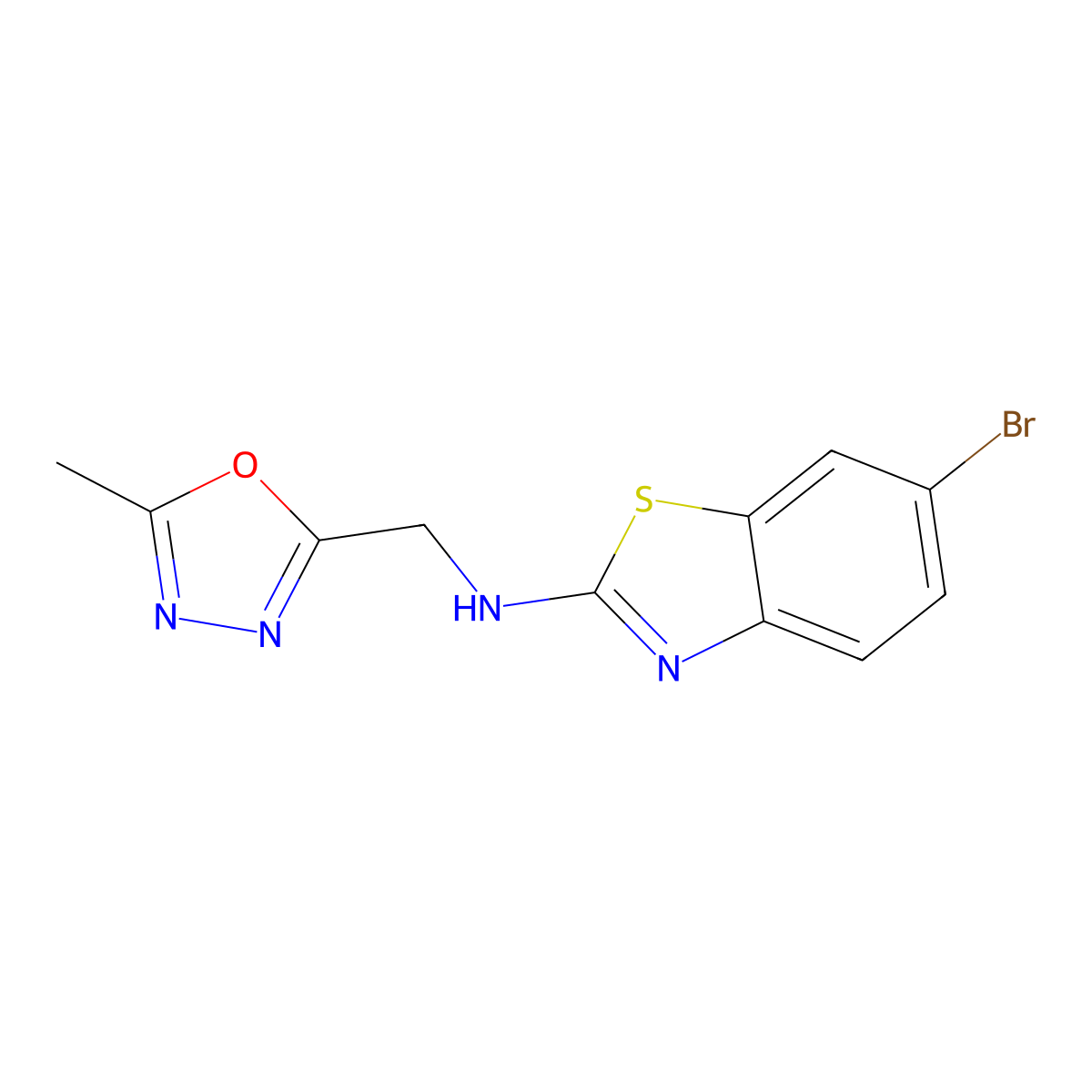 6-bromo-N-[(5-methyl-1,3,4-oxadiazol-2-yl)methyl]-1,3-benzothiazol-2-amine molecular structure, CAS 3054611-06-9