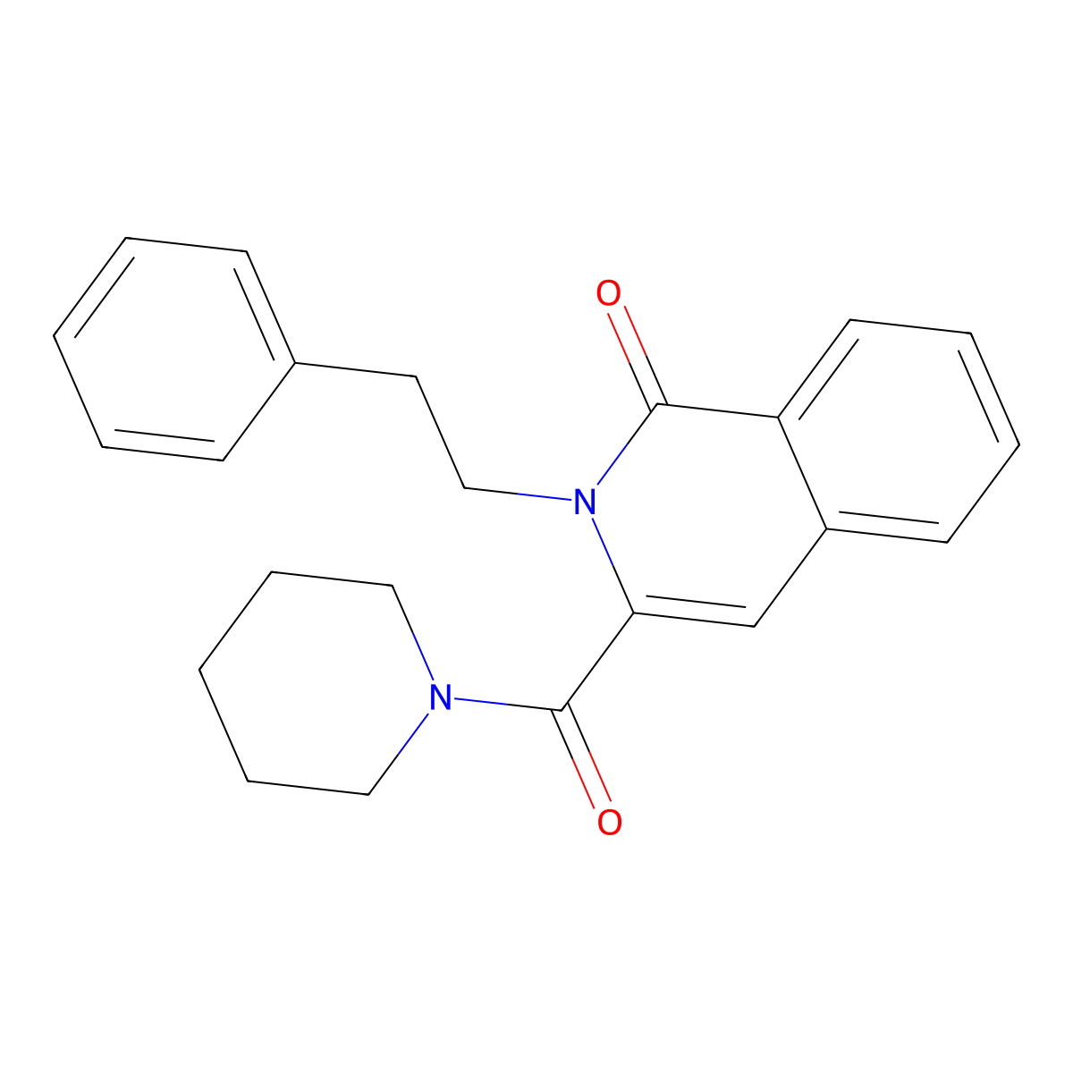 2-(2-Phenylethyl)-3-(piperidine-1-carbonyl)-1,2-dihydroisoquinolin-1-one molecular structure, CAS 3054611-07-0