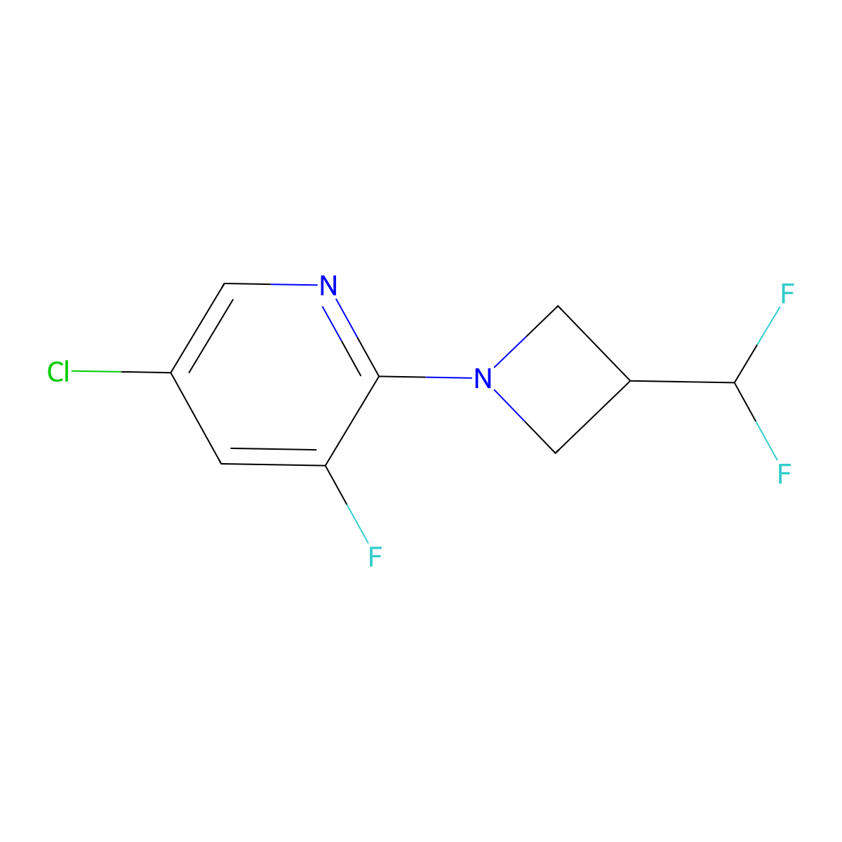 5-Chloro-2-[3-(difluoromethyl)azetidin-1-yl]-3-fluoropyridine molecular structure, CAS 3054611-09-2