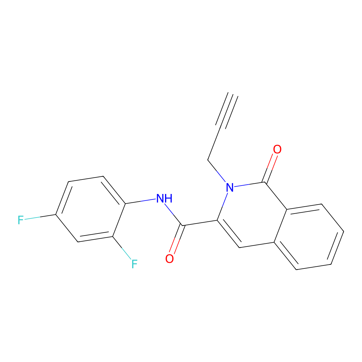 N-(2,4-difluorophenyl)-1-oxo-2-(prop-2-yn-1-yl)-1,2-dihydroisoquinoline-3-carboxamide molecular structure, CAS 3054611-13-8