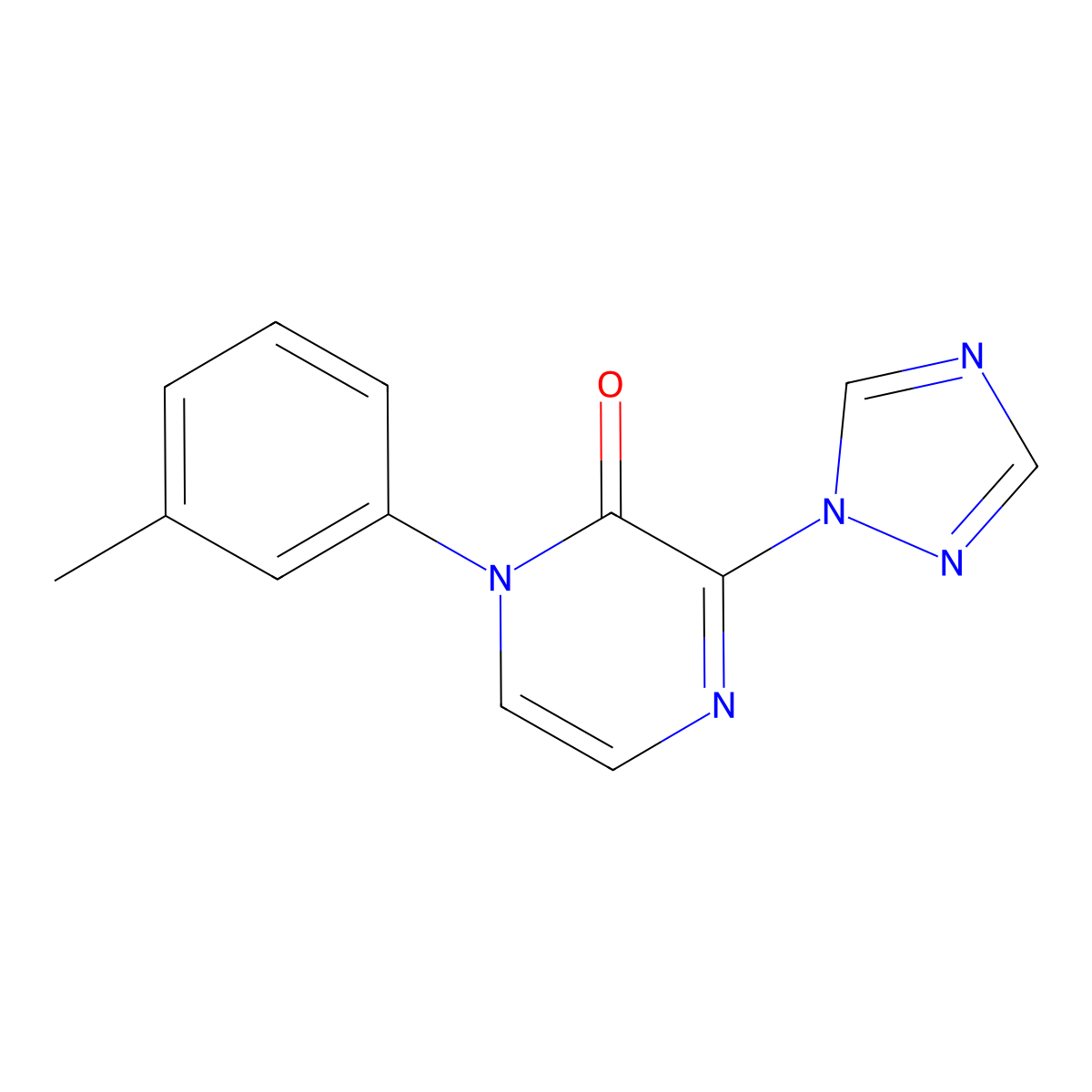 1-(3-methylphenyl)-3-(1H-1,2,4-triazol-1-yl)-1,2-dihydropyrazin-2-one molecular structure, CAS 3054611-31-0