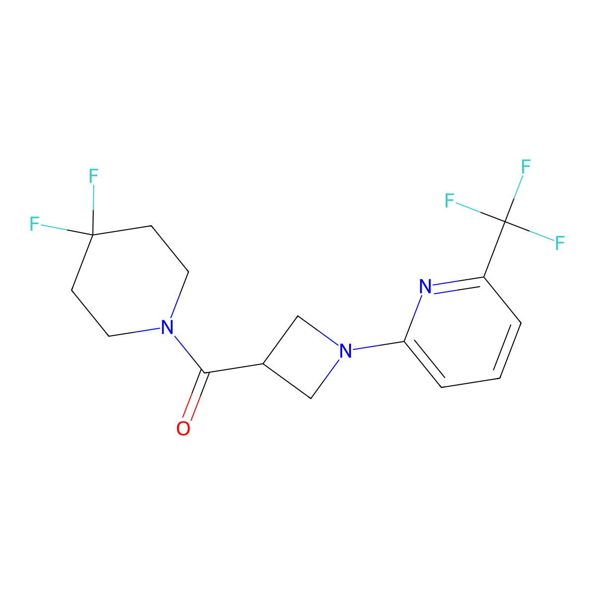 2-[3-(4,4-Difluoropiperidine-1-carbonyl)azetidin-1-yl]-6-(trifluoromethyl)pyridine molecular structure, CAS 3054611-36-5