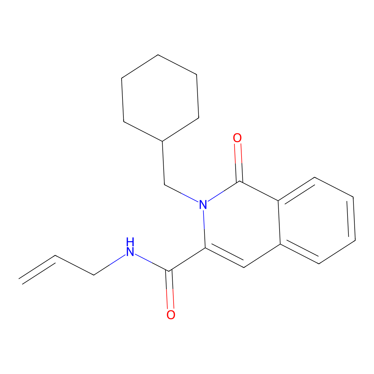 2-(cyclohexylmethyl)-1-oxo-N-(prop-2-en-1-yl)-1,2-dihydroisoquinoline-3-carboxamide molecular structure, CAS 3054611-38-7