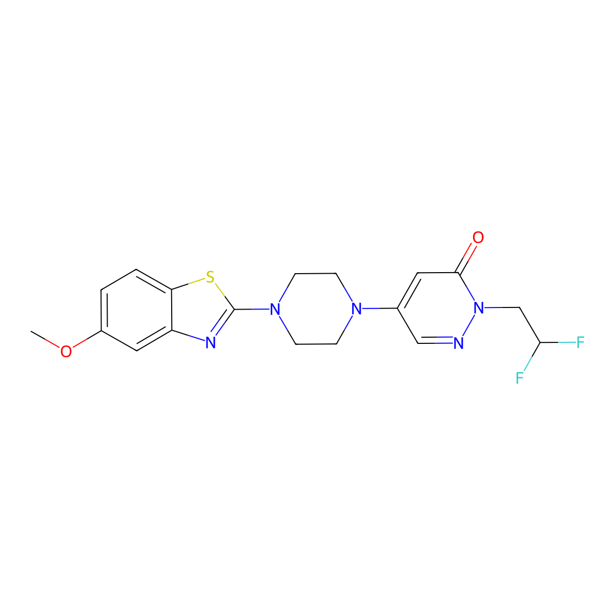 2-(2,2-Difluoroethyl)-5-[4-(5-methoxy-1,3-benzothiazol-2-yl)piperazin-1-yl]-2,3-dihydropyridazin-3-one molecular structure, CAS 3054611-44-5
