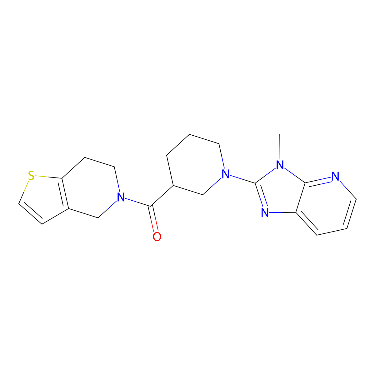1-{3-methyl-3H-imidazo[4,5-b]pyridin-2-yl}-3-{4H,5H,6H,7H-thieno[3,2-c]pyridine-5-carbonyl}piperidine molecular structure, CAS 3054611-45-6