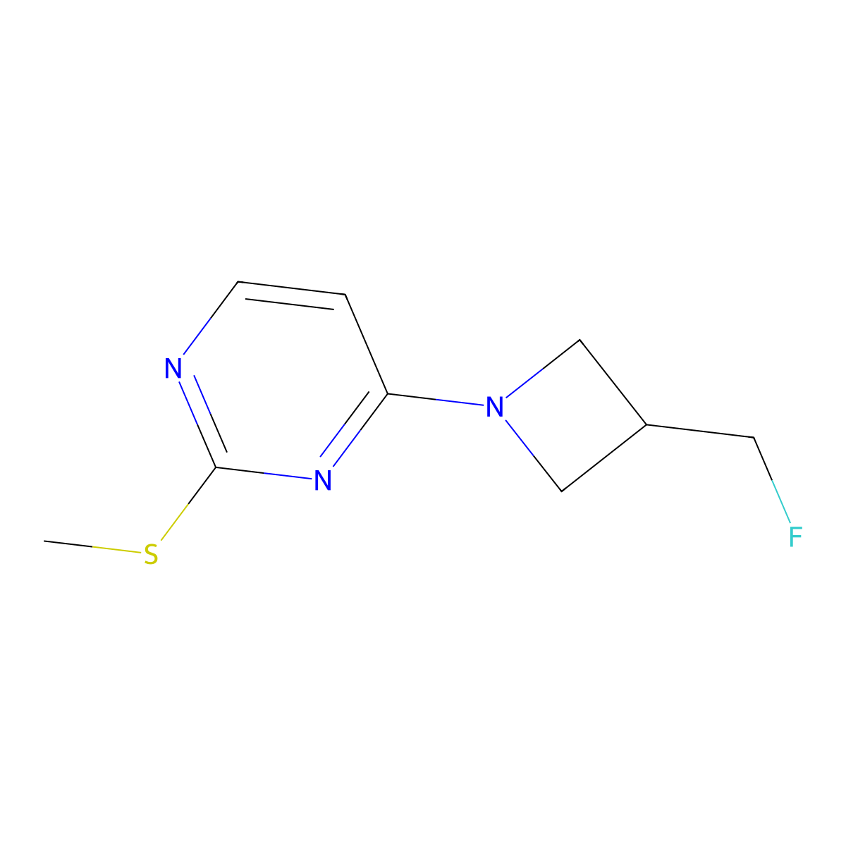 4-[3-(Fluoromethyl)azetidin-1-yl]-2-(methylsulfanyl)pyrimidine molecular structure, CAS 3054611-50-3