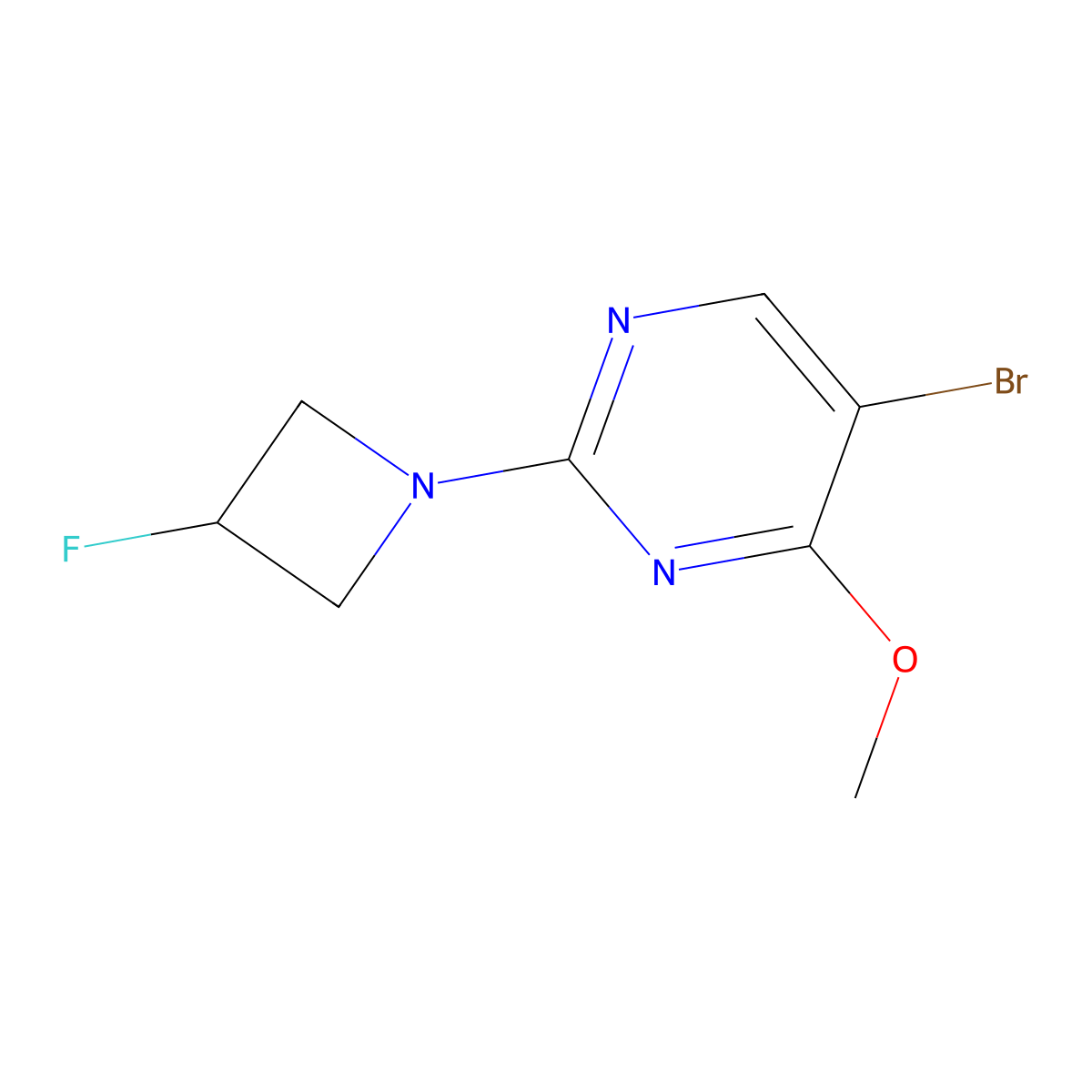 5-Bromo-2-(3-fluoroazetidin-1-yl)-4-methoxypyrimidine molecular structure, CAS 3054611-56-9
