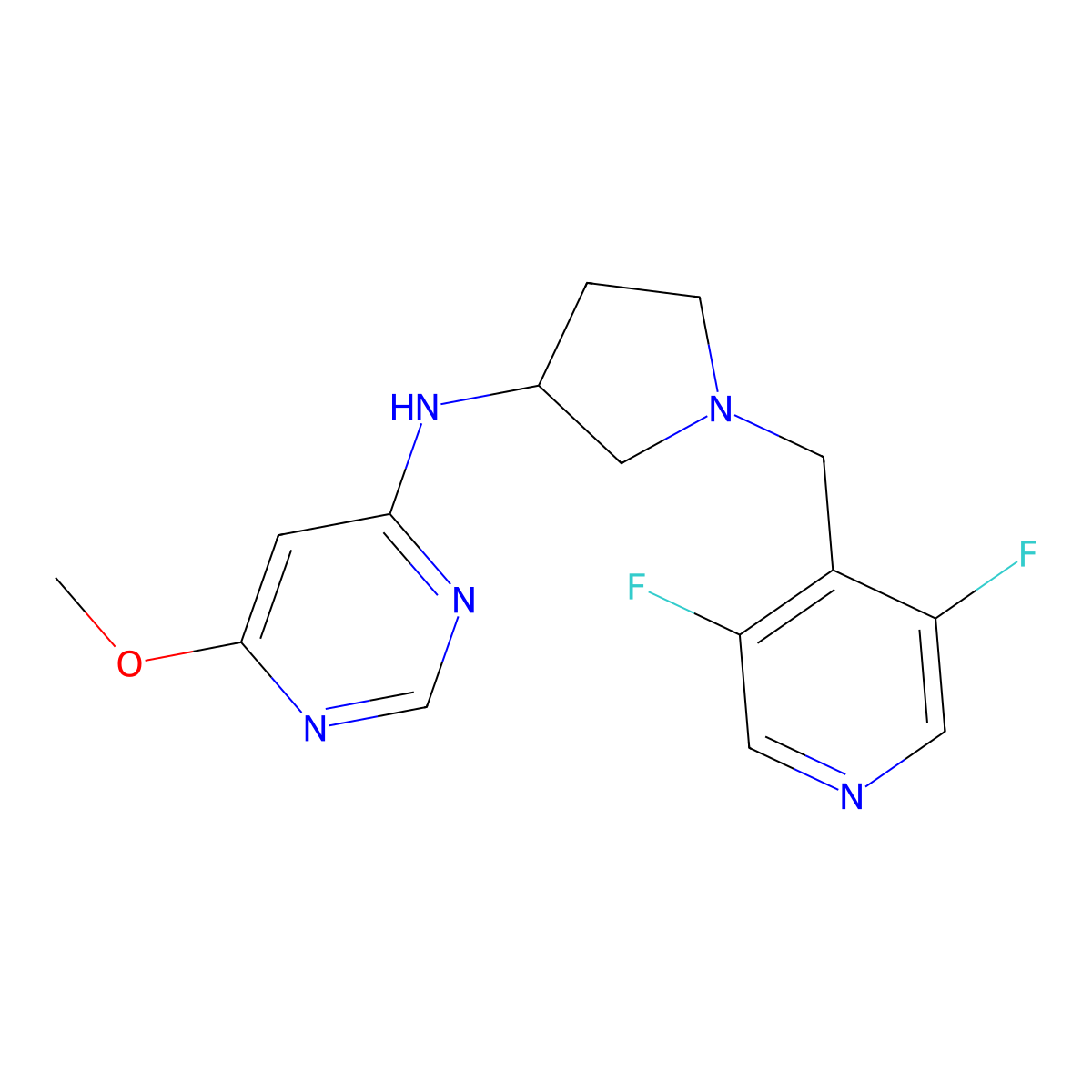 N-{1-[(3,5-difluoropyridin-4-yl)methyl]pyrrolidin-3-yl}-6-methoxypyrimidin-4-amine molecular structure, CAS 3054611-57-0
