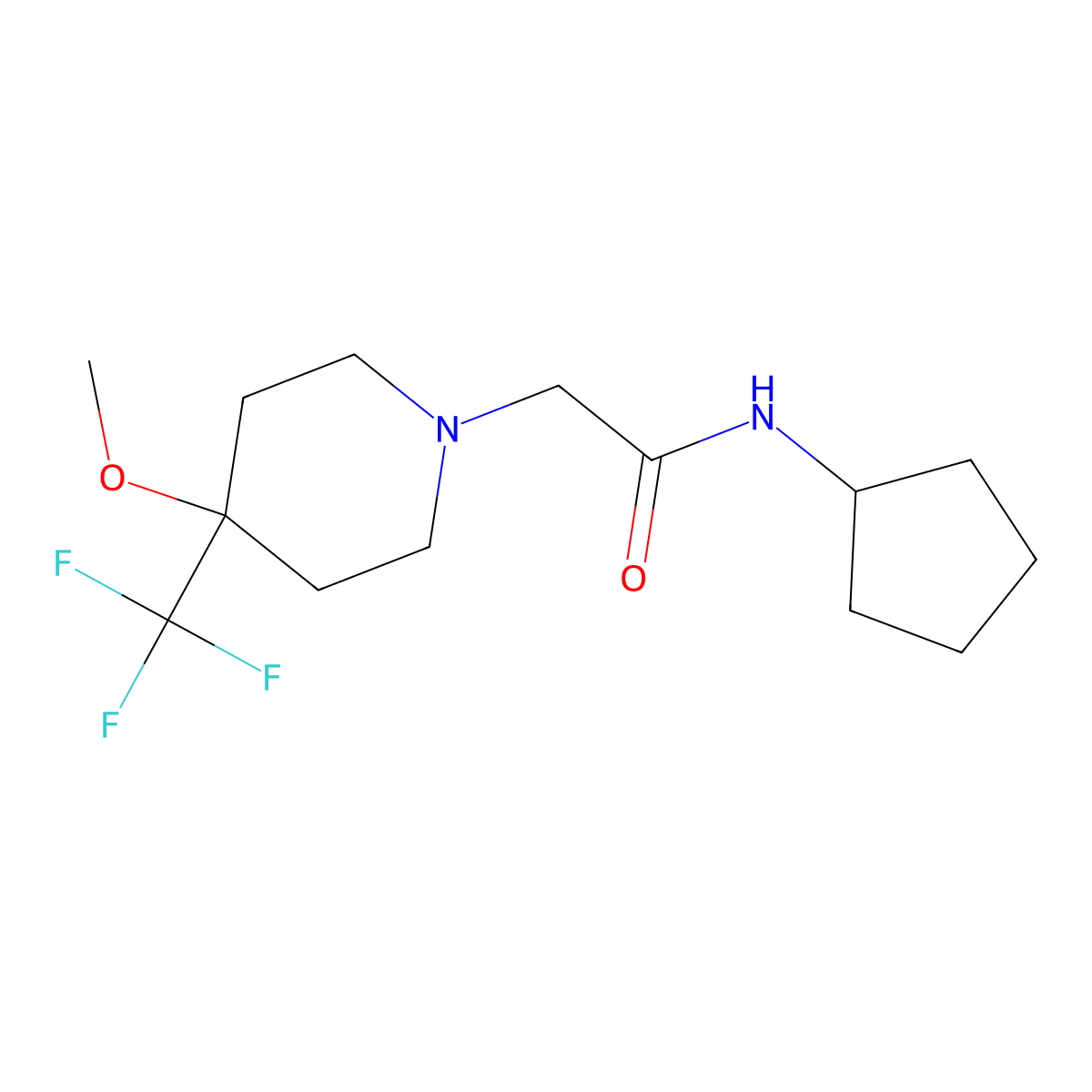 N-cyclopentyl-2-[4-methoxy-4-(trifluoromethyl)piperidin-1-yl]acetamide molecular structure, CAS 3054611-59-2