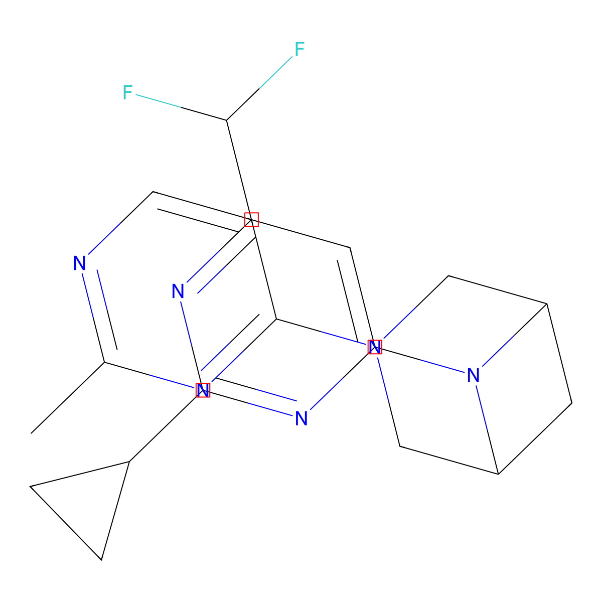 6-[2-Cyclopropyl-6-(difluoromethyl)pyrimidin-4-yl]-3-(2-methylpyrimidin-4-yl)-3,6-diazabicyclo[3.1.1]heptane molecular structure, CAS 3054611-62-7
