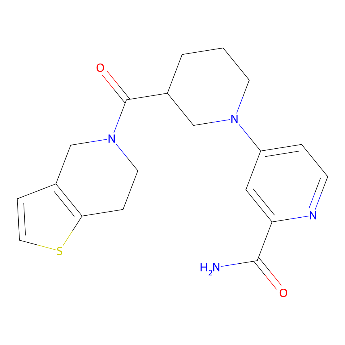 4-(3-{4H,5H,6H,7H-thieno[3,2-c]pyridine-5-carbonyl}piperidin-1-yl)pyridine-2-carboxamide molecular structure, CAS 3054611-64-9