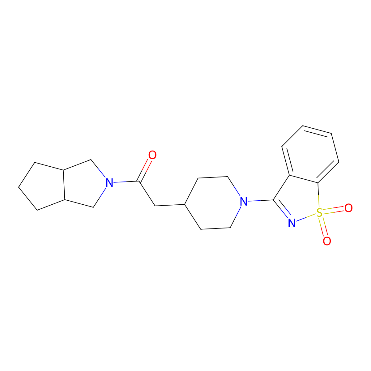 3-[4-(2-{Octahydrocyclopenta[c]pyrrol-2-yl}-2-oxoethyl)piperidin-1-yl]-1lambda,2-benzothiazole-1,1-dione molecular structure, CAS 3054611-71-8