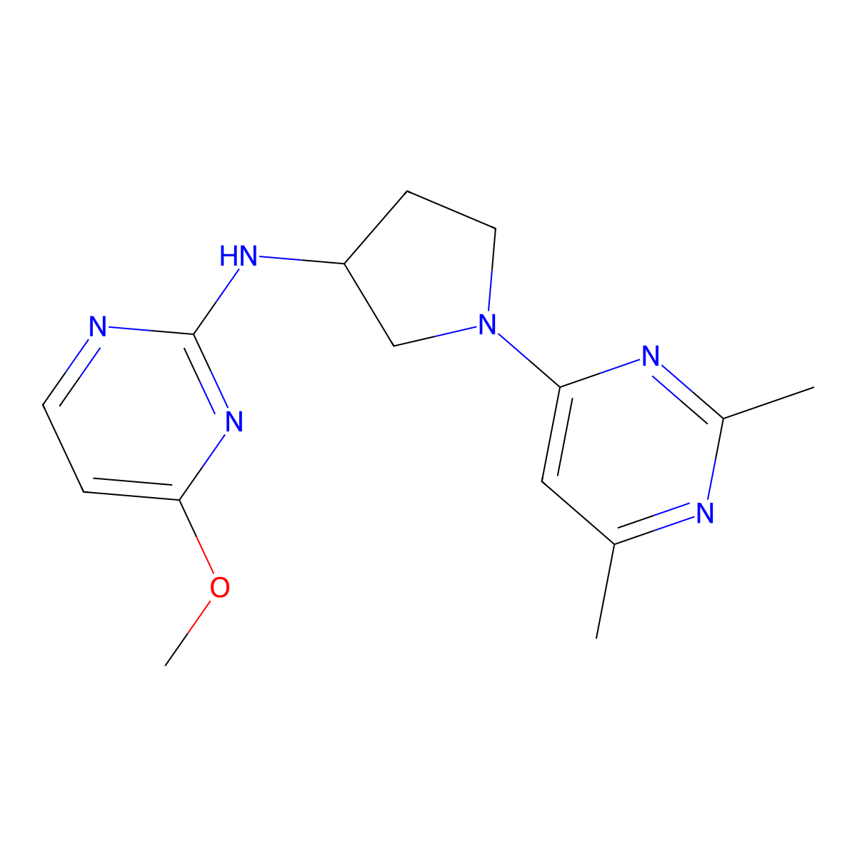N-[1-(2,6-dimethylpyrimidin-4-yl)pyrrolidin-3-yl]-4-methoxypyrimidin-2-amine molecular structure, CAS 3054611-74-1