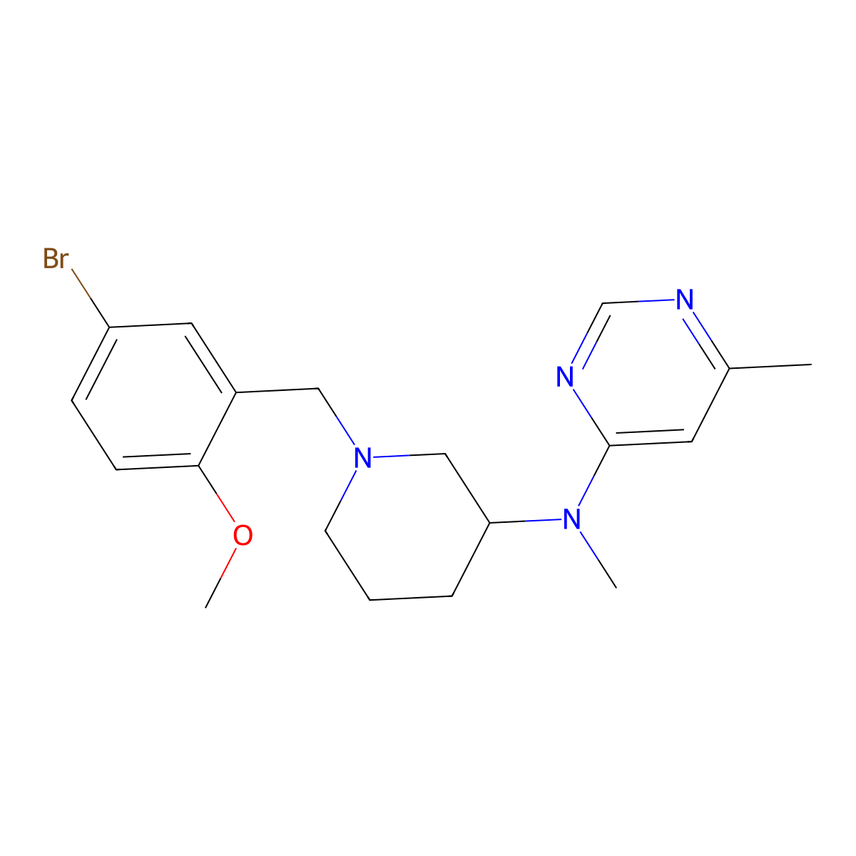 N-{1-[(5-bromo-2-methoxyphenyl)methyl]piperidin-3-yl}-N,6-dimethylpyrimidin-4-amine molecular structure, CAS 3054611-77-4